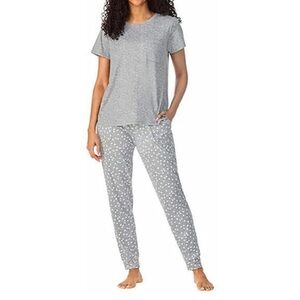 Jane and Bleecker‎ Womens Gray Polka Dot Pajama Set Short Sleeve Joggers Small